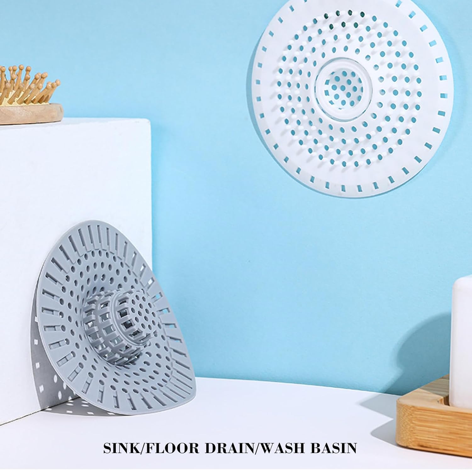 Silicone Bathtub Drain Hair Catcher – 3PCS Shower Drain Protector for 1.48" to 1.76" Regular Drains – Easy-to-Clean and Reusable Grey