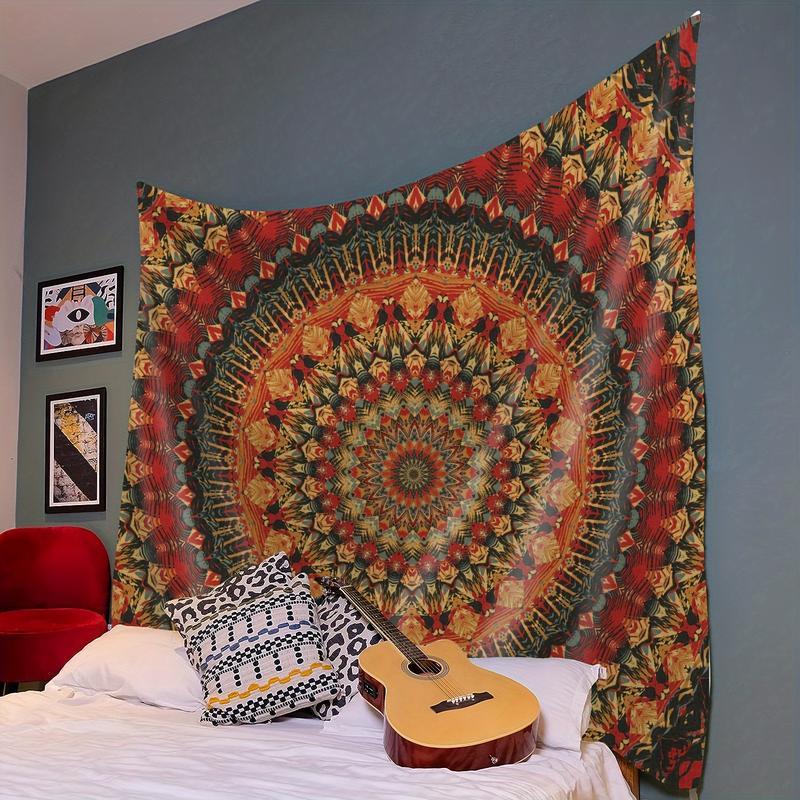 1 piece, Premium Bohemian Mandala Meditation Wall Tapestry - Woven Peach Skin Velvet Polyester Hanging Decor for Bedroom, Living Room, Indoor Use, Comes with Free Installation Package