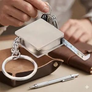 Stainless Steel Keychain Ruler with Dual Anti-Scratch Scales, Macro Groove Design for Portable Measuring, Mini Precision Tool for Outdoor & Commute, Essential Compact Measurement Keychain