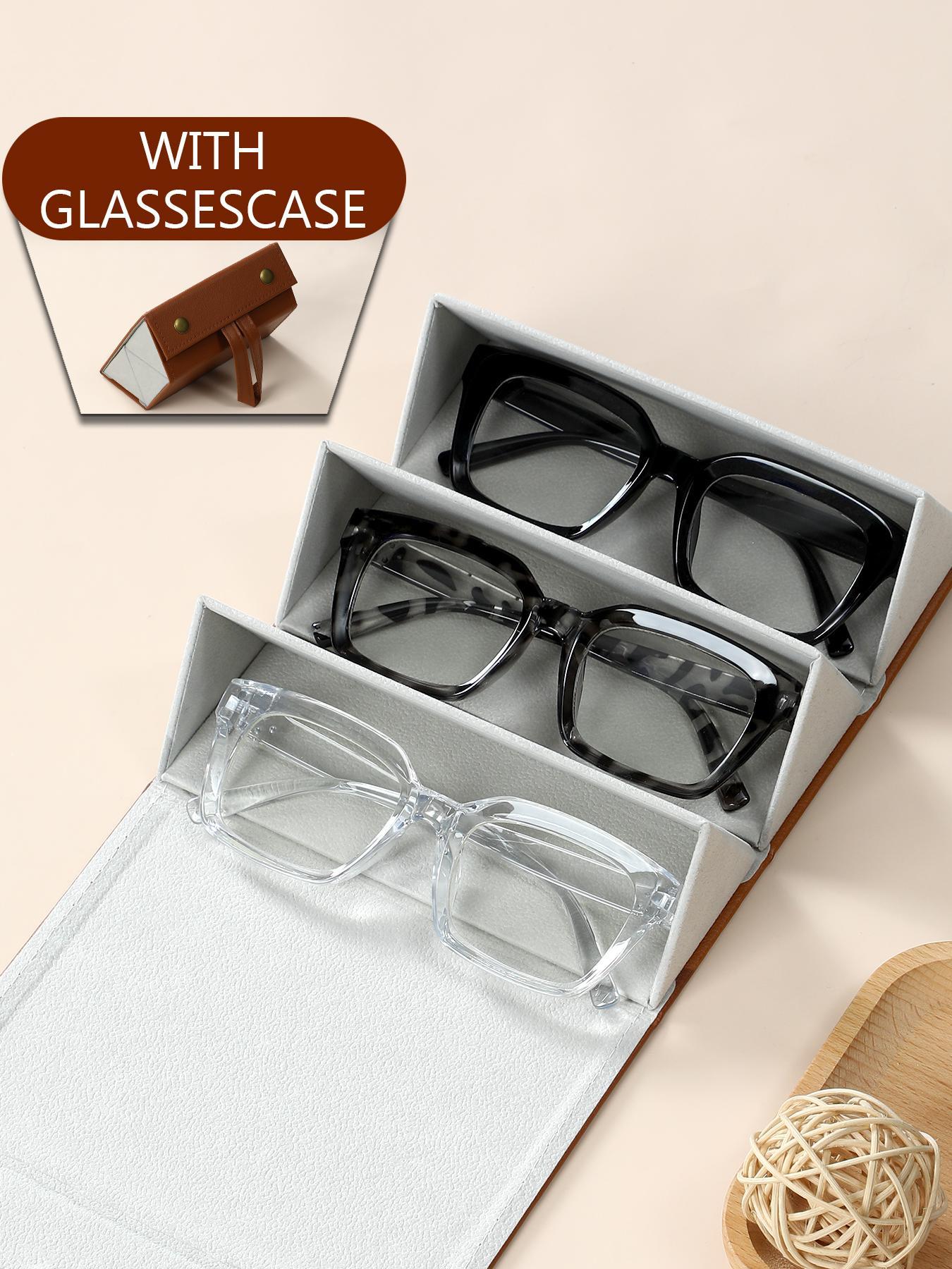 Unisex Simple Eyeglasses Set in Leopard, Clear and Solid Color , Trendy Square Frame Eyeglasses for Everyday Use, Fashion Accessories for Outdoor Activities, Leopard Pattern Eyeglasses, Stylish Square Frames