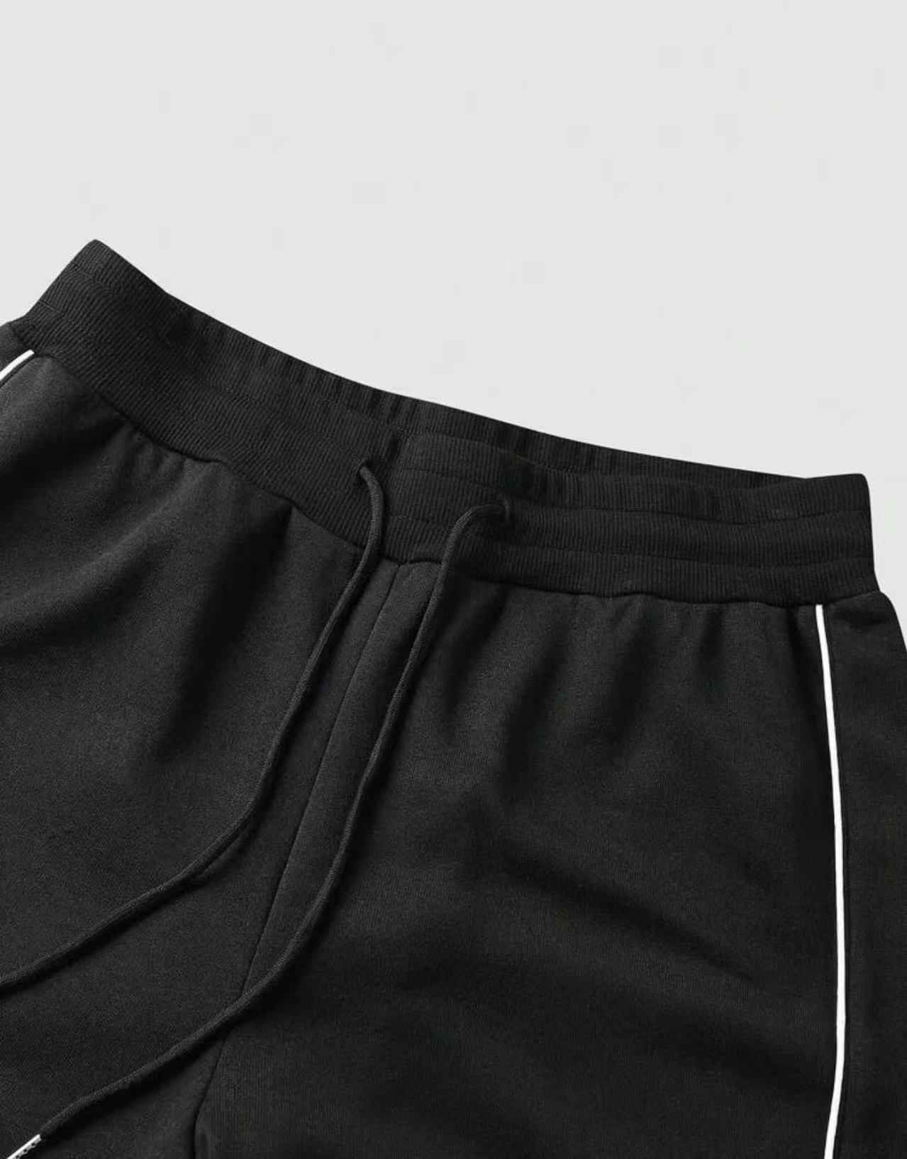 "YOUNG" Embroidered Track Pants | Black Streetwear Wide-Leg Bottoms SpringStatements