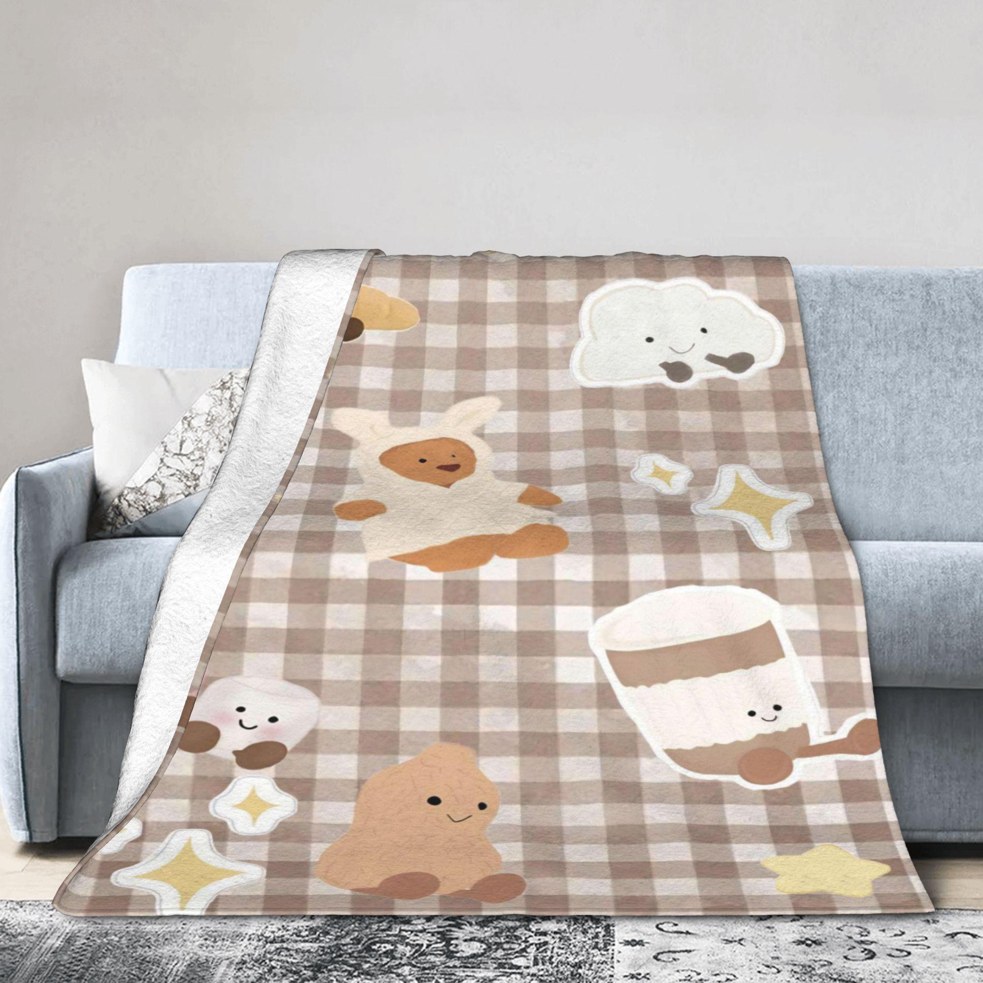 Viral Plush J-Jelly C-Cat Blanket Kawaii Room Decor Super Warm Flannel Throw Student Dorm Bedding Cozy Couch Accessory