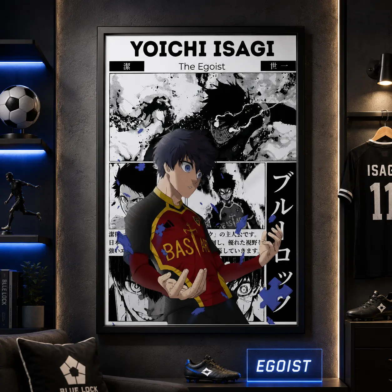 Blue Lock Isagi Yoichi Anime Poster, Manga Wall Artwork Prints, Home Decor GiftCanvas Poster Wall Decor, Room Decorations, Funky Home Decor,anime wall art,bedroom canvas poster, Canvas Wall Art, Soccer Anime Poster, Otaku Room Decor, Gift for Fans