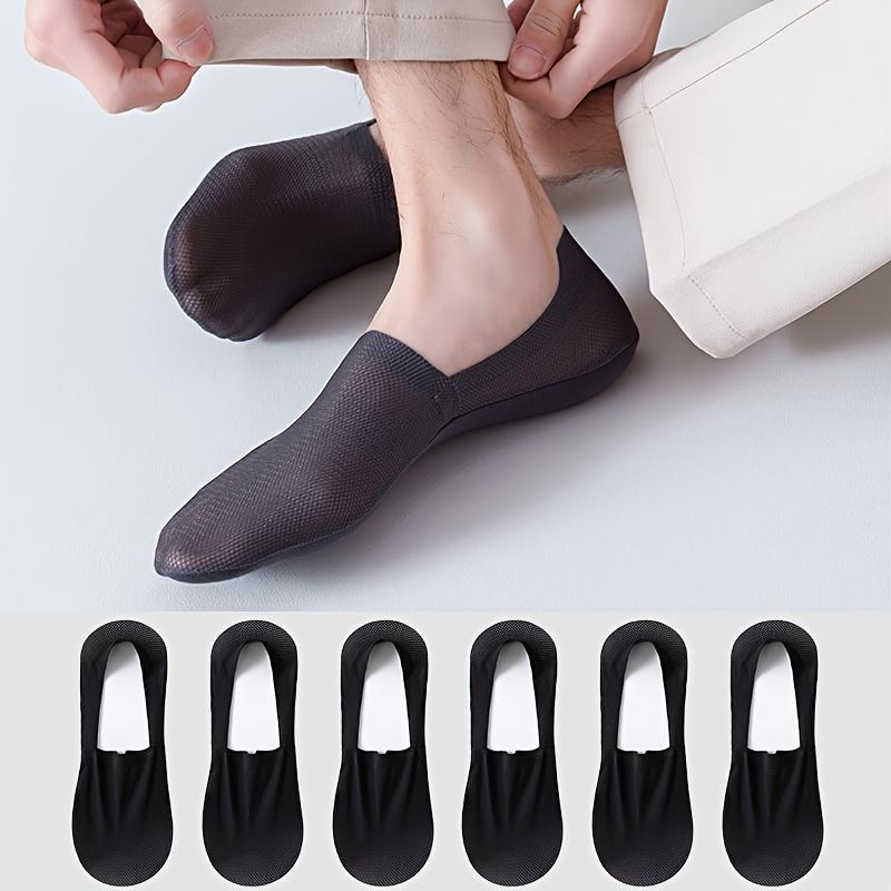 Men’s Solid Color No-Show Boat Socks, Seamless Breathable Mesh Athletic Socks 6 Pairs for Outdoor Sports