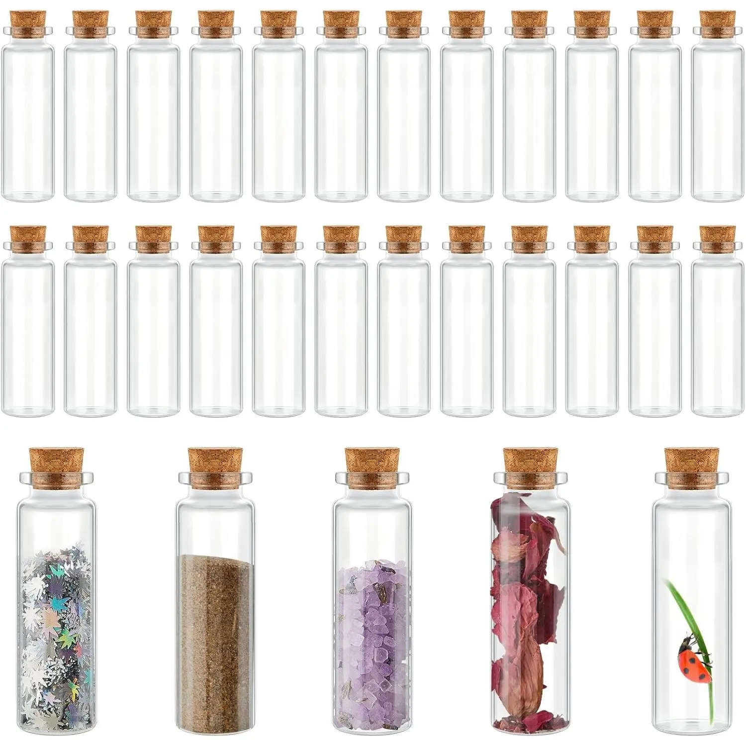 24 count Small Glass Jars with Cork , Mini Bottles,15ml/0.5oz | Potion Vials for Spell Party Favors, Wedding Birthday ,  Wishing Bottle Bulk DIY Art Crafts Supplies