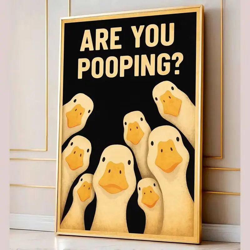 Humorous Duck Canvas Art, Modern Wall Decor for Bedroom, Living Room, Kitchen, Hallway, Funny Animal Artwork, Frameless Design