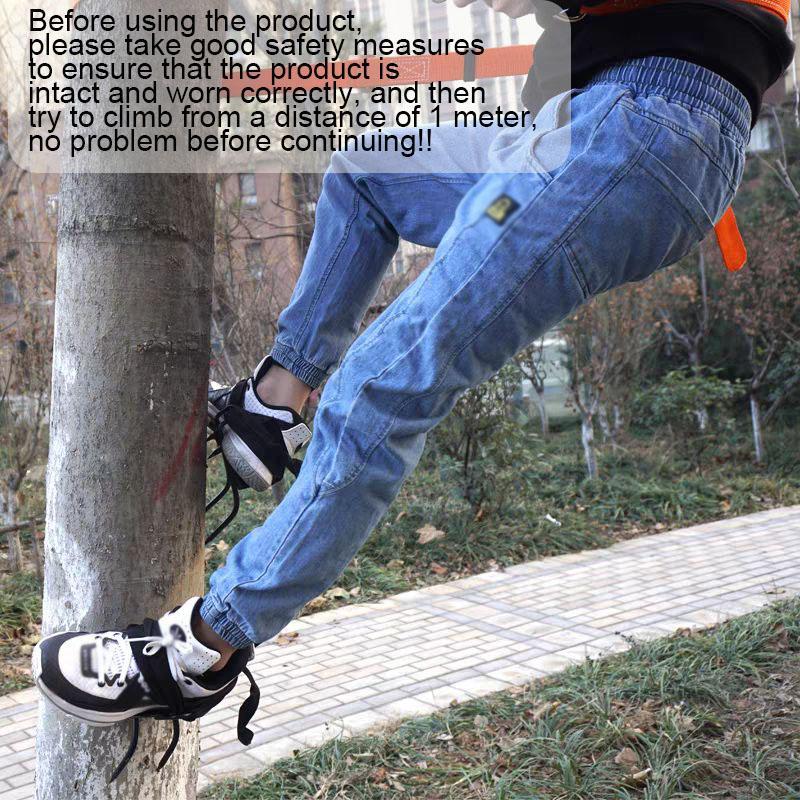 Tree Climbing Tools Set, Outdoor 2 Climbing Equipment & 2 Elastic Strap, Elastic Strap & Climbing Grip Set, Non-slip Special Climbing Stairs Pole Spikes for Boots