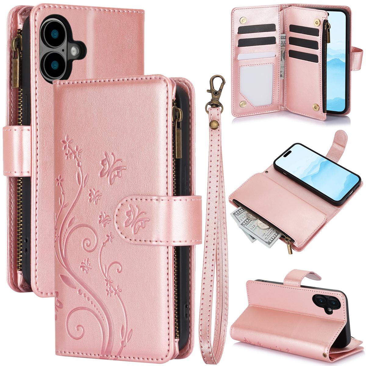 HISTORYOO For iPhone 17 Pro Max Air 17 16 15 14 Plus 13 12 Pro 17e 16e Case Lanyard Cute Floral Embossed Butterfly Wallet Wrist Strap 6 Card Slots Standing Function Zipper Pocket Soft PU Leather Flip Fold Stand Magnetic Closure Protective Cover Women Girl HISTORYOO For iPhone 17 Pro Max Air 17 16 15 14 Plus 13 12 Pro 17e 16e Case Lanyard Cute Floral Embossed Butterfly Wallet Wrist Strap 6 Card Slots Standing Function Zipper Pocket Soft PU Leather Flip Fold Stand Magnetic Closure Protective Cover Women Girl