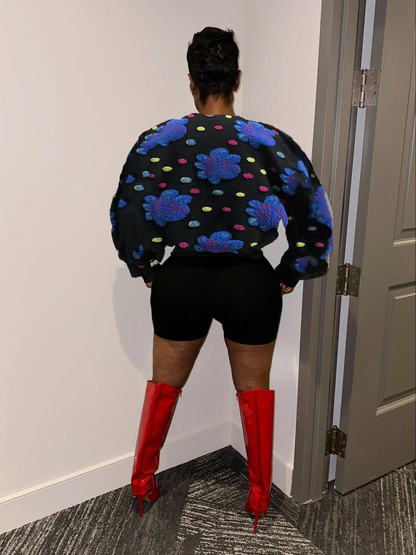 【Plus Size】 Floral Print Button Front Crop Jacket, Casual Long Sleeve Open Front Outerwear for Fall & Winter, Coat, Women's Clothes for Daily Wear, Clothing, Womenswear, Tops