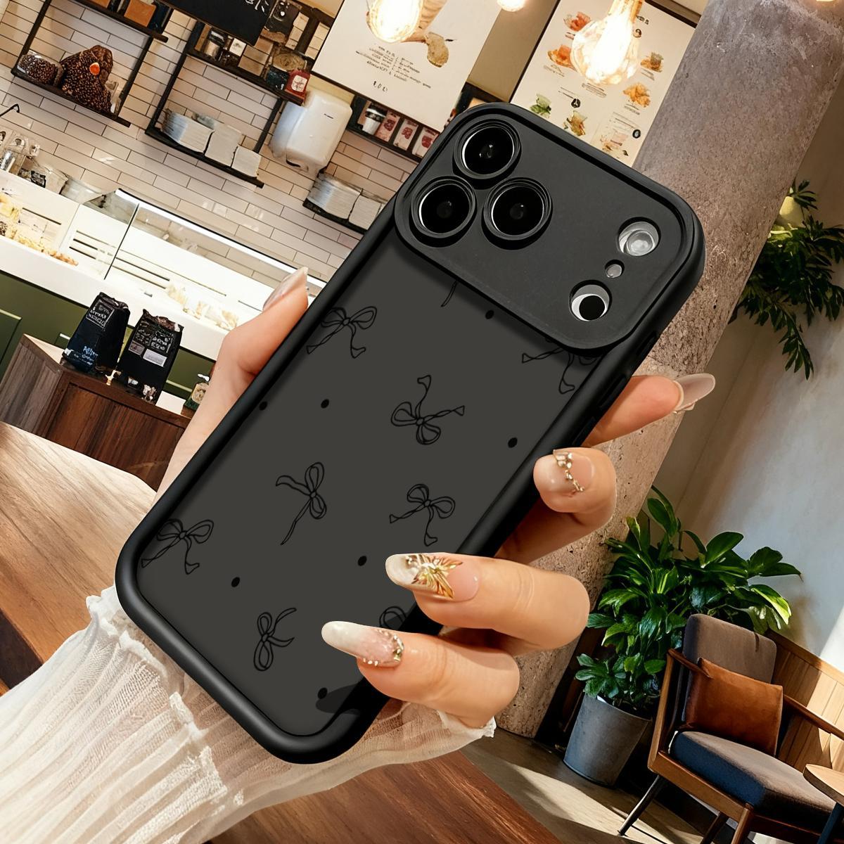 Cute Bow Pattern Minimalist Design Case for iPhone 17 16 15 14 Pro Max 13 12 11 XR XS Plus Air Slim Shockproof Anti Drop Lightweight TPU Cover