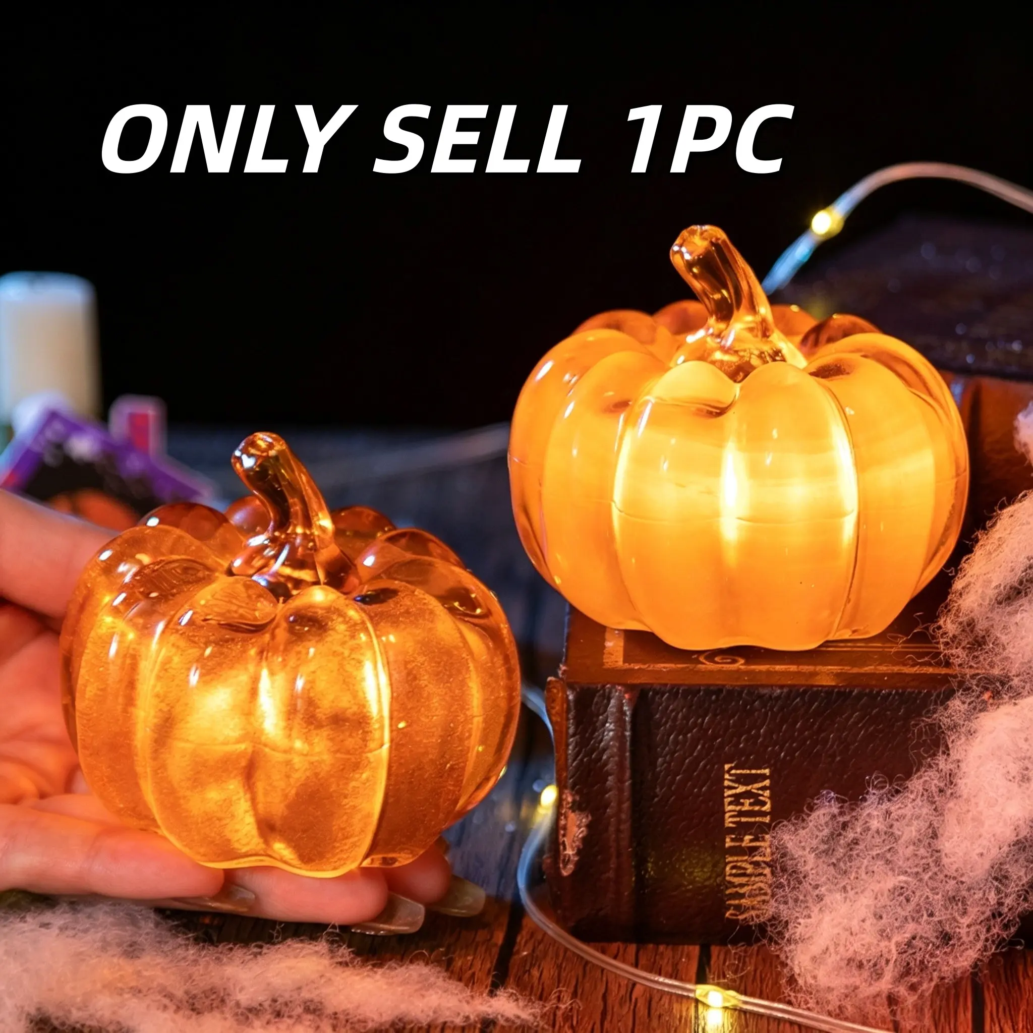 1pc LED Glowing Pumpkin Lamp Desktop Ornament for Halloween, Glowing Pumpkin Home Table Decor, festive home decoration, Holiday & Halloween Party Dress-up Scene Layout Prop, party event props