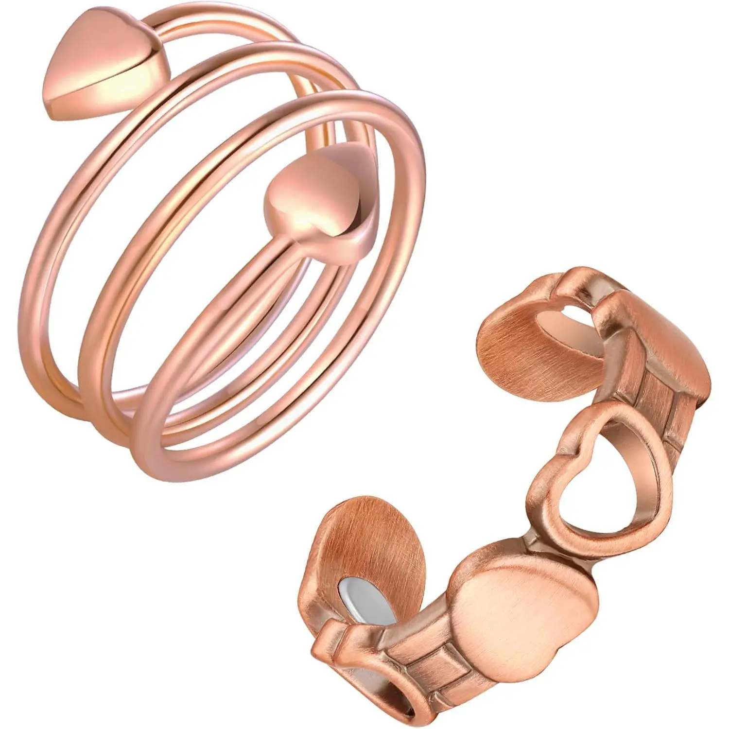 2PCS Copper Rings for Women,Magnetic Thumb Cooper Ring with Magnet,Lymphatic Jewelry Gifts for Womens