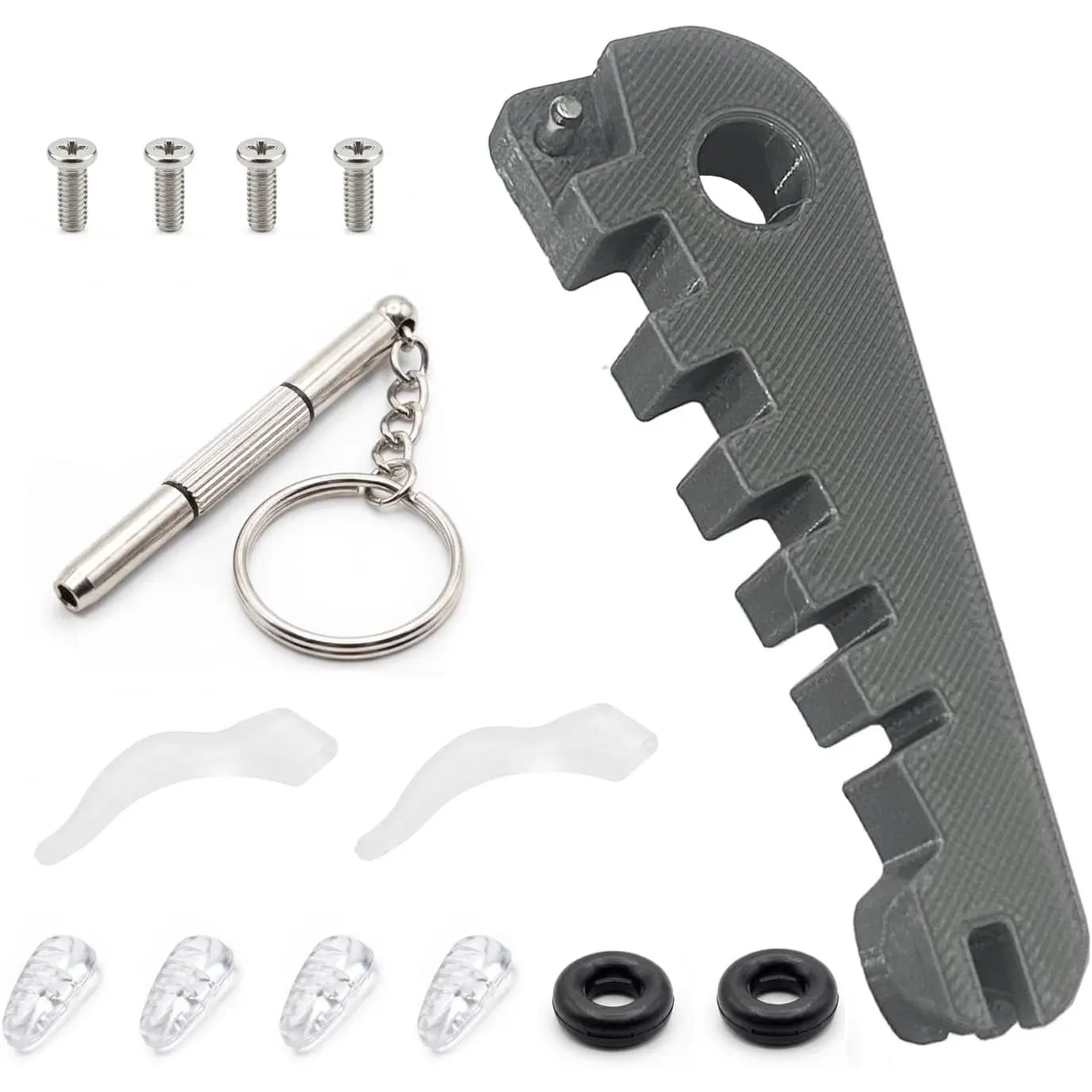 Eyeglass Curvature Adjuster Tool with Ear Grips,Nose Pads and 3-in-1  Kit for Repairing and Adjustment Tightening Glasses Frames&Temple Arms&Nose Pad at  or Travel (Silvery)