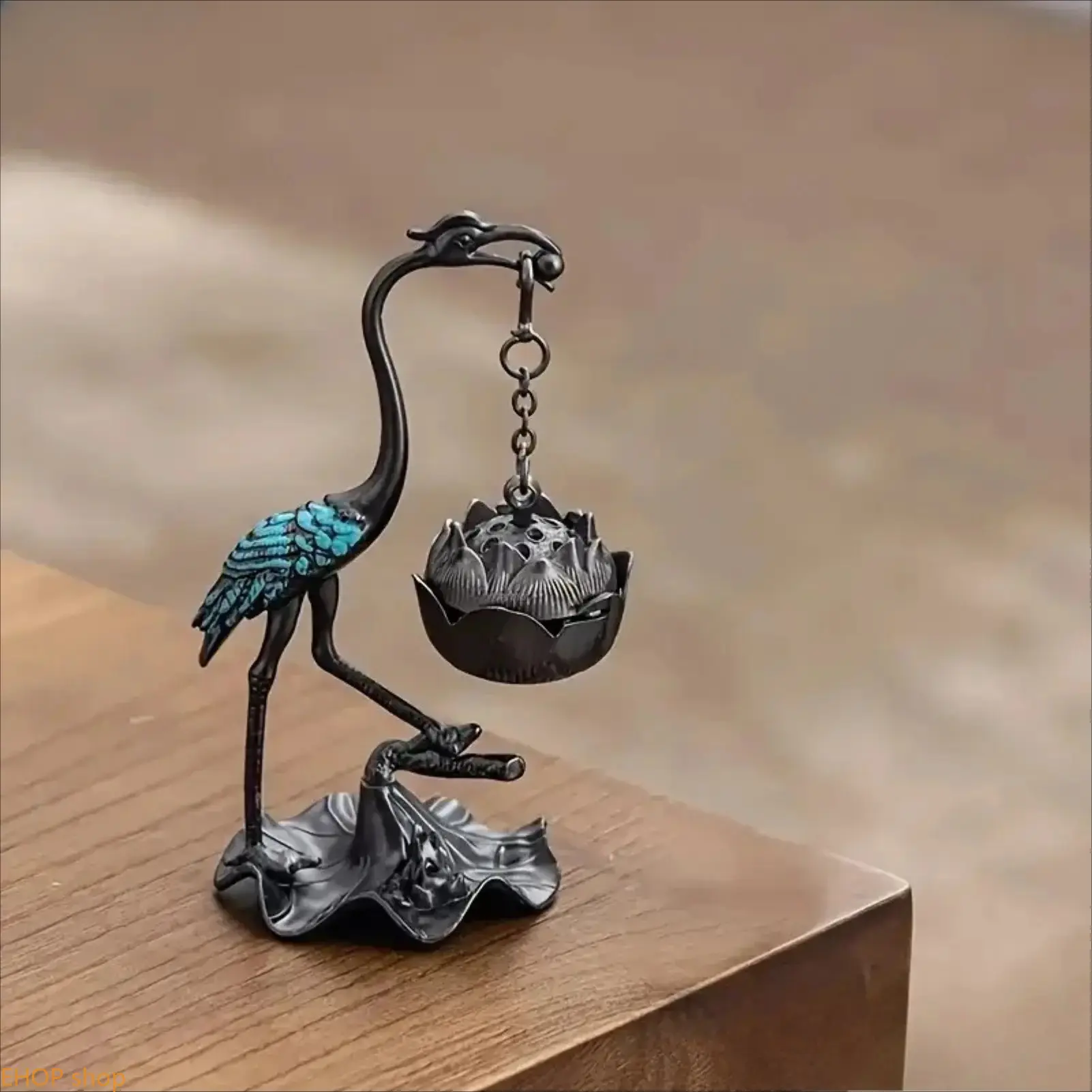 Elegant Small Crane Lotus Shaped Hanging Incense Holder, Decorative Home Fragrance Ornament, Incense Accessory for Home Decor, Christmas & Mother’s Day Holiday Gifting