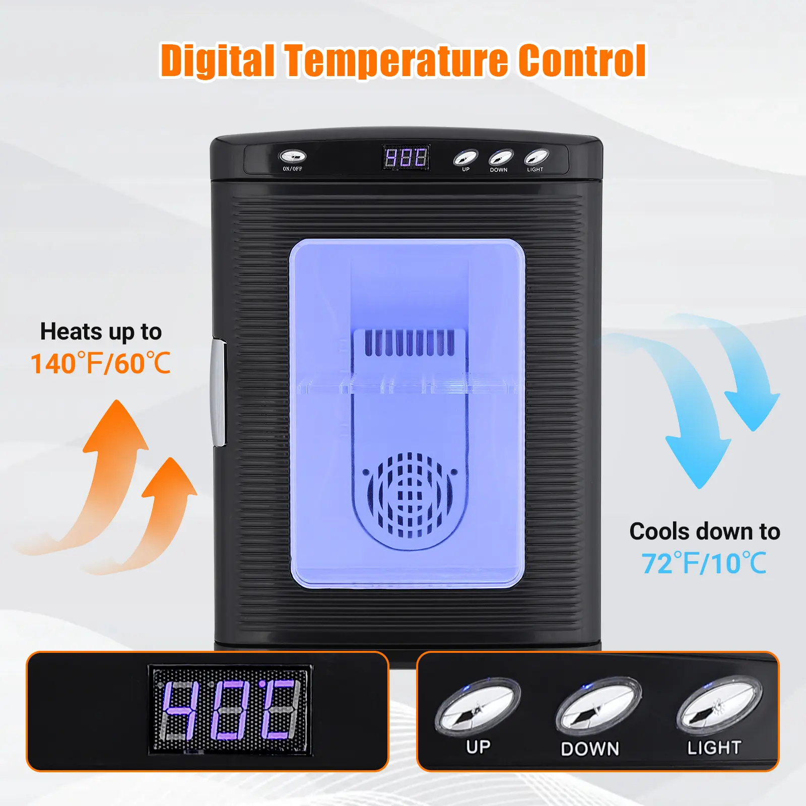 25L Digital Reptile Egg Incubator with Cooling & Heating Function, Portable Scientific Lab Incubator, Temperature Adjustable 10-60°C, Dual Power 12V & 110V Reptile Hatching Machine