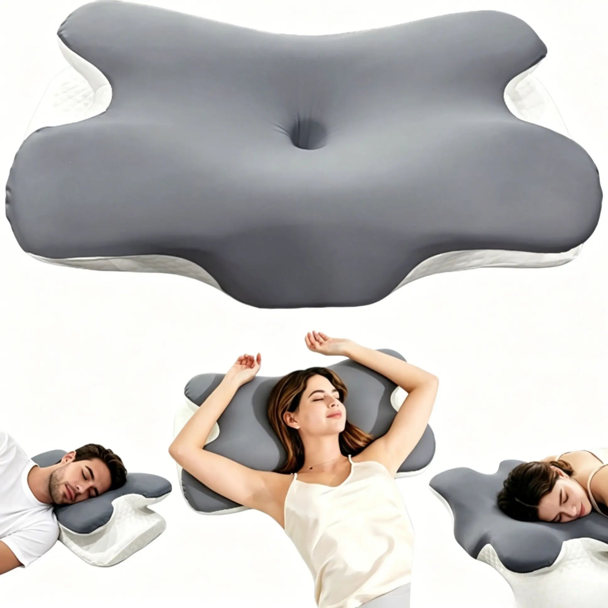 Contoured H Shaped Neck Pillow, Ergonomic Travel Rest Cushion for Airplane and Office, Breathable Supportive Headrest Pad for Sleeping and Reading, Lightweight Portable Bedding Accessory for Sleepers.