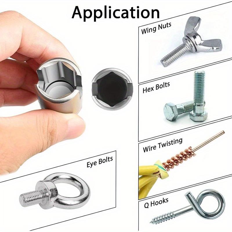 3pcs Durable CR-V Steel Multi-Size Wing Nut Screwdriver Set, Bolt Drive Hook Drill Head for Panel Nuts, Hex Bolts, Q-Hooks - No Battery Required Tool Hardware