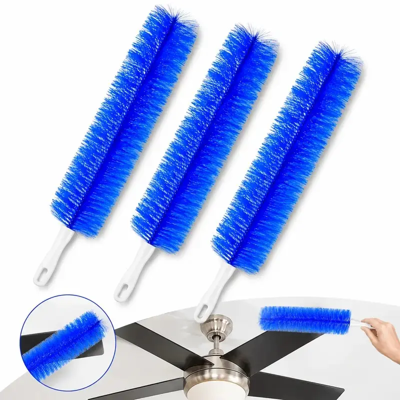 3 Pack Flexible Microfiber Brush Head, Reusable Dust Cleaner Wand, Multi-Surface Cleaning Duster, Washable Design, Great for Ceiling Fans, Window Curtains, Air Vents & Car Interior, Household Cleaning Tool