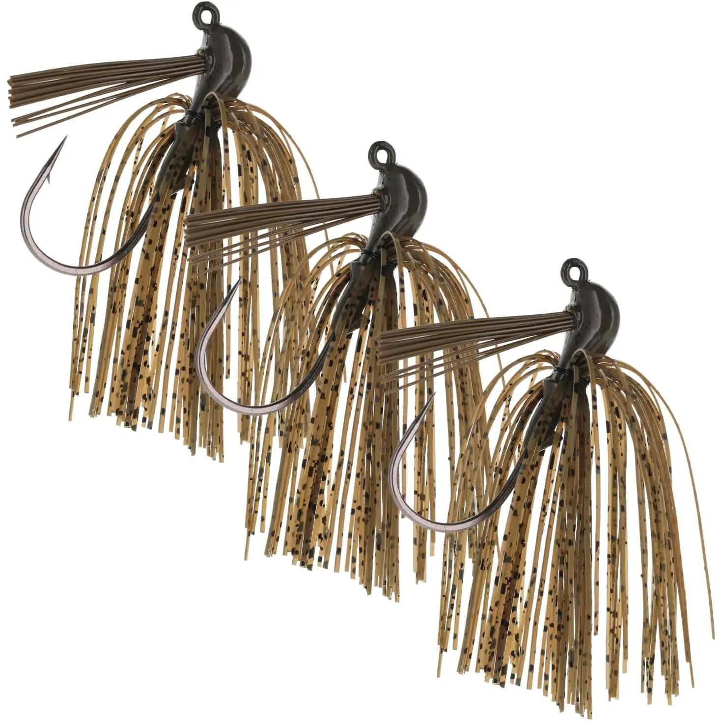 Flipping Jigs for Bass Fishing, Weedless Jig  with  Skirt for Pike, Walleye and Muskie Fishing (3-Pack)