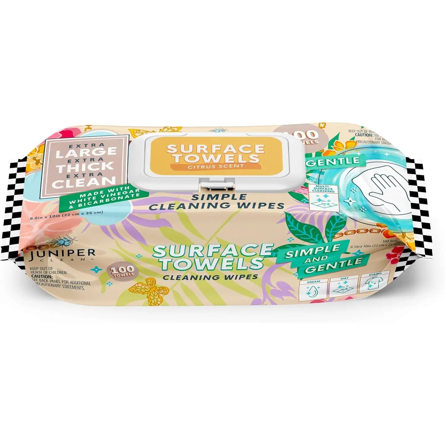 Single Surface ing Wipes  Free, Thick & Large Dispose, -Purpose er for Bathroom, Kitchen, Office, 100 Count Soft Flow, , Citrus Scent