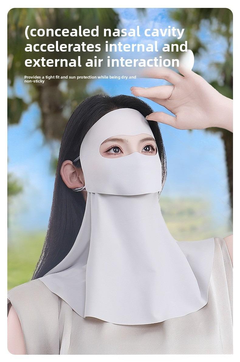 Summer Drinkable Facekini — Full-Face Sun Protection Mask with Neck Guard, UV Blocking, Windproof, Cycling