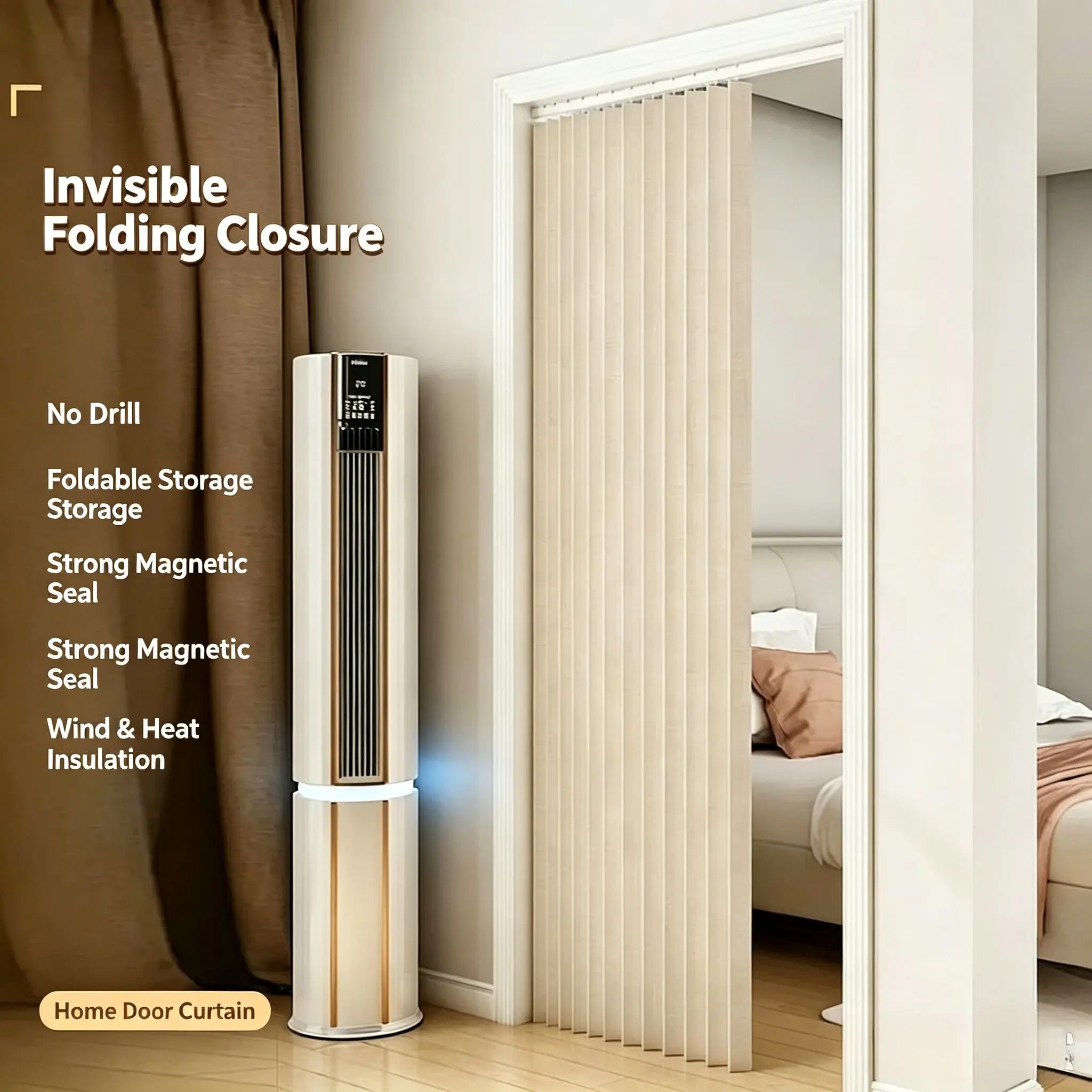 Fashion Folding Door, Thickened Anti-Scratch Material, Windproof Waterproof Insulation, Easy Storage, Hook Included, Suitable for Various Scenes