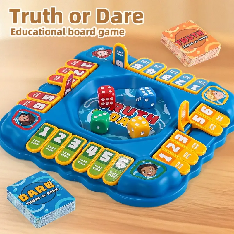 Truth or Dare Table Game, Interactive Dice Card Game, Fast-Paced Flip Cover Board Game, Fun Challenge for Kids Aged 3+, Party Toy