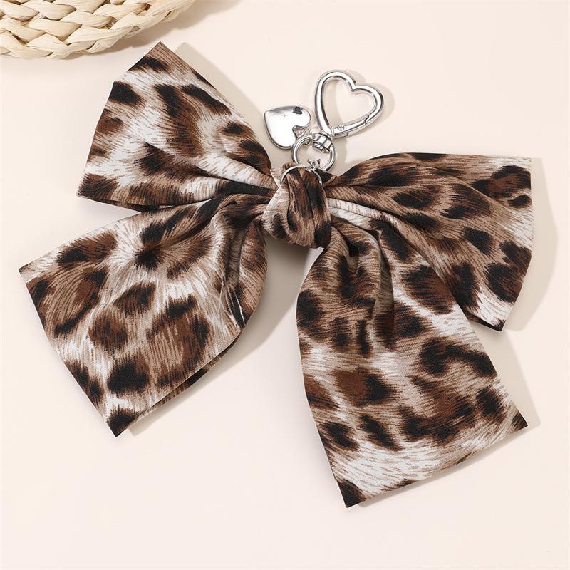 Dark Tone Leopard Bow Heart Set |   Keychain Bag Clip & Hair Accessories