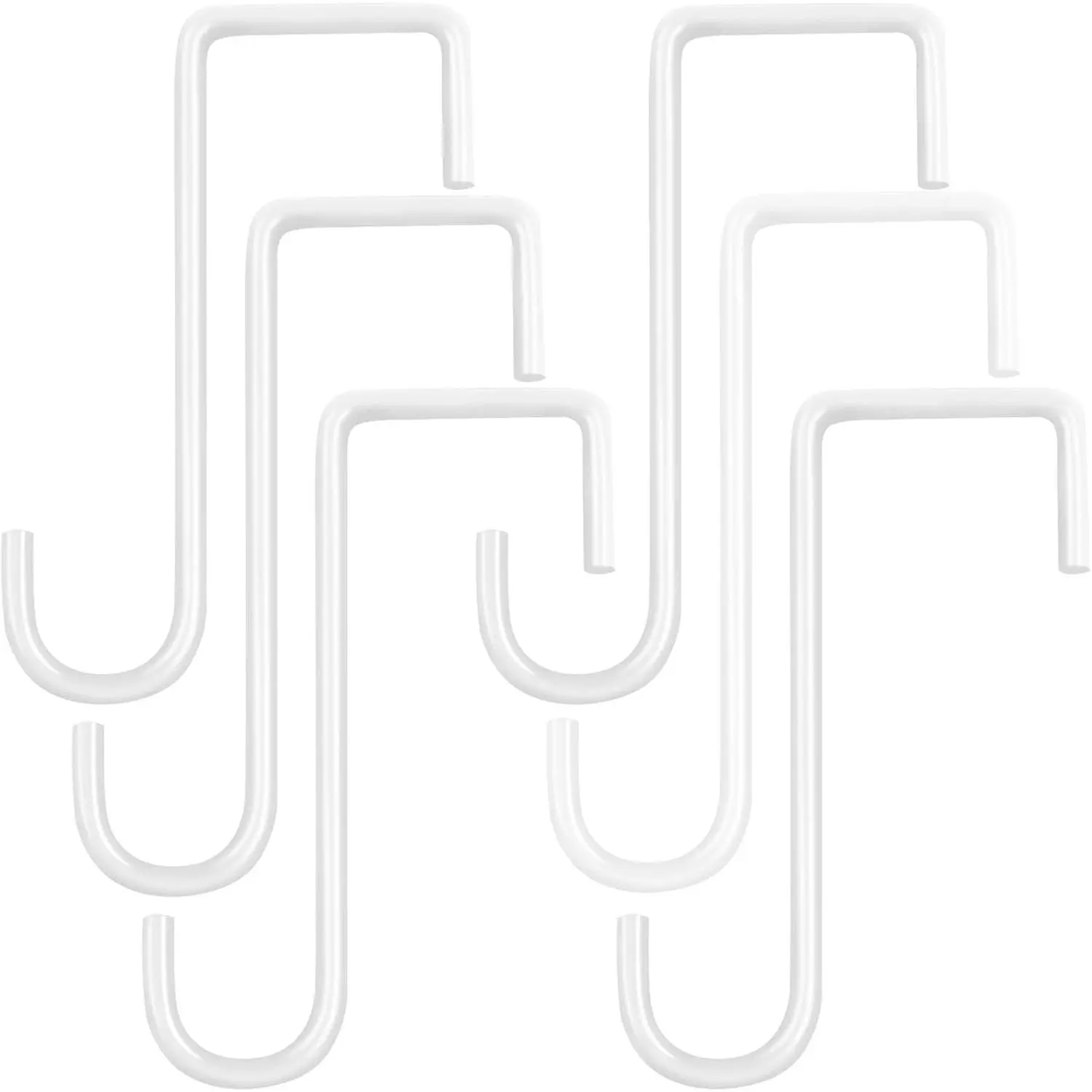6 Pack 2 x 6 inch Vinyl Fence Hooks Patio Hooks White  Coated Steel Hangers fits Easily for Indoor & Outdoor  Lights,  & Planters, Bird Feeder, Pool Equipment