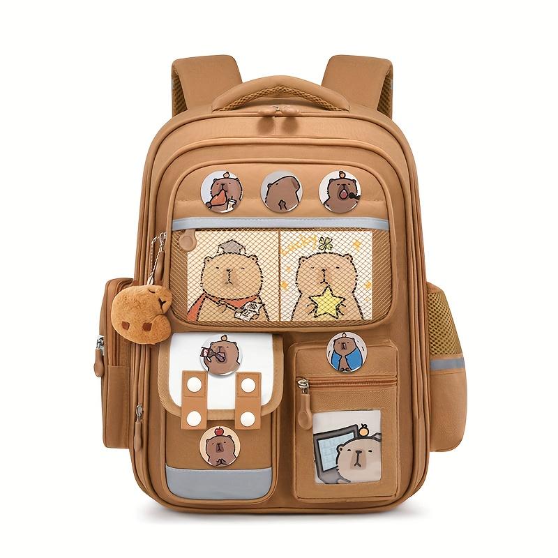 Cute Cartoon Capybara Backpack - Large Capacity Multi-Pocket School Bag with Adjustable Straps, Durable, and Design Students, Casual Daypack |       Design |       Zippered Backpack, School Backpack Girl, Backpack Teenager, Capibara