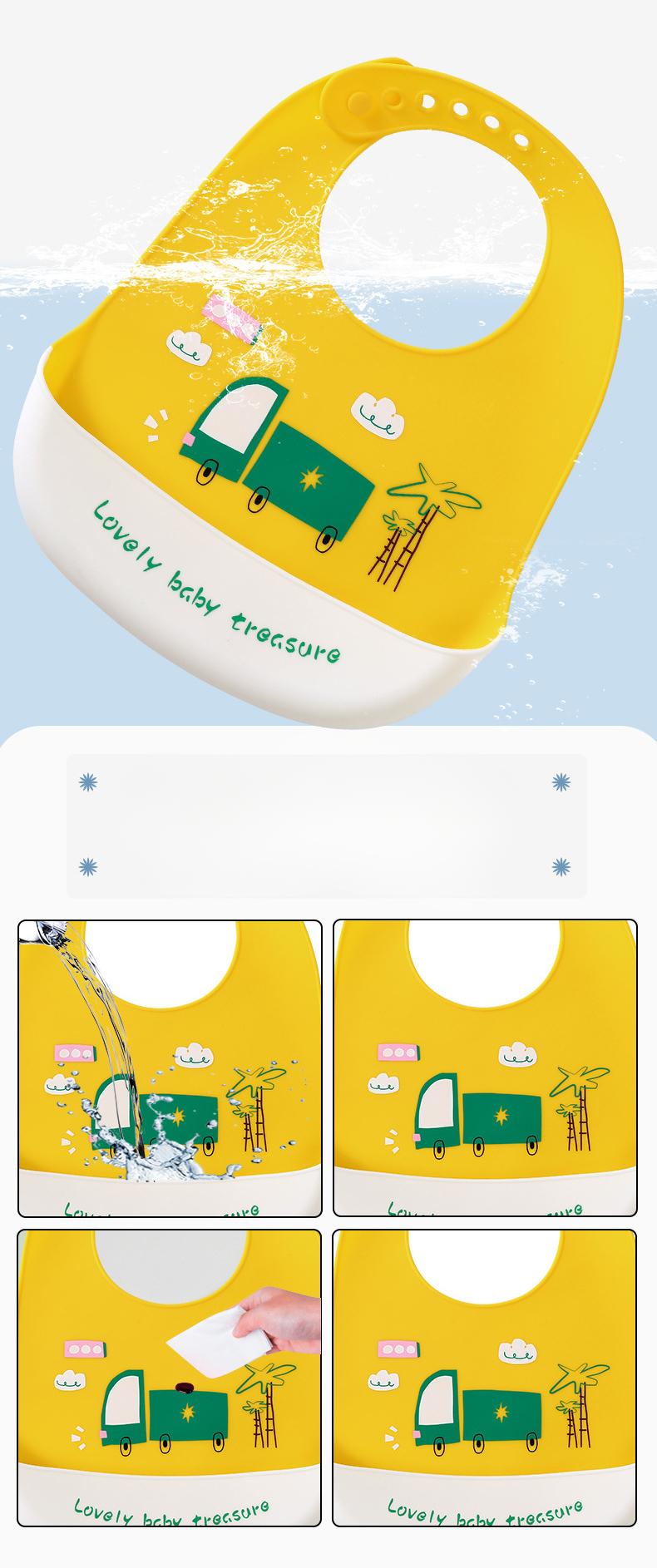 Food Grade Silicone Baby Bib, Ultra Soft Waterproof Feeding Bib for Toddlers