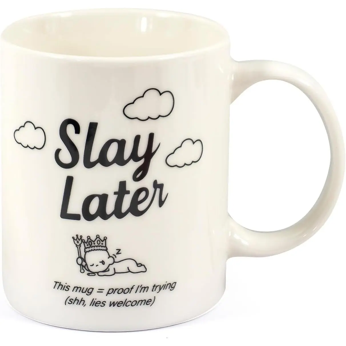 Slay Later Ceramic Coffee Mug - Procrastinator  for Moms, & Teachers - Trendy 11oz for Birthdays, Holidays & Daily Use - Novelty Cup for Women, Teens & Coffee Lovers