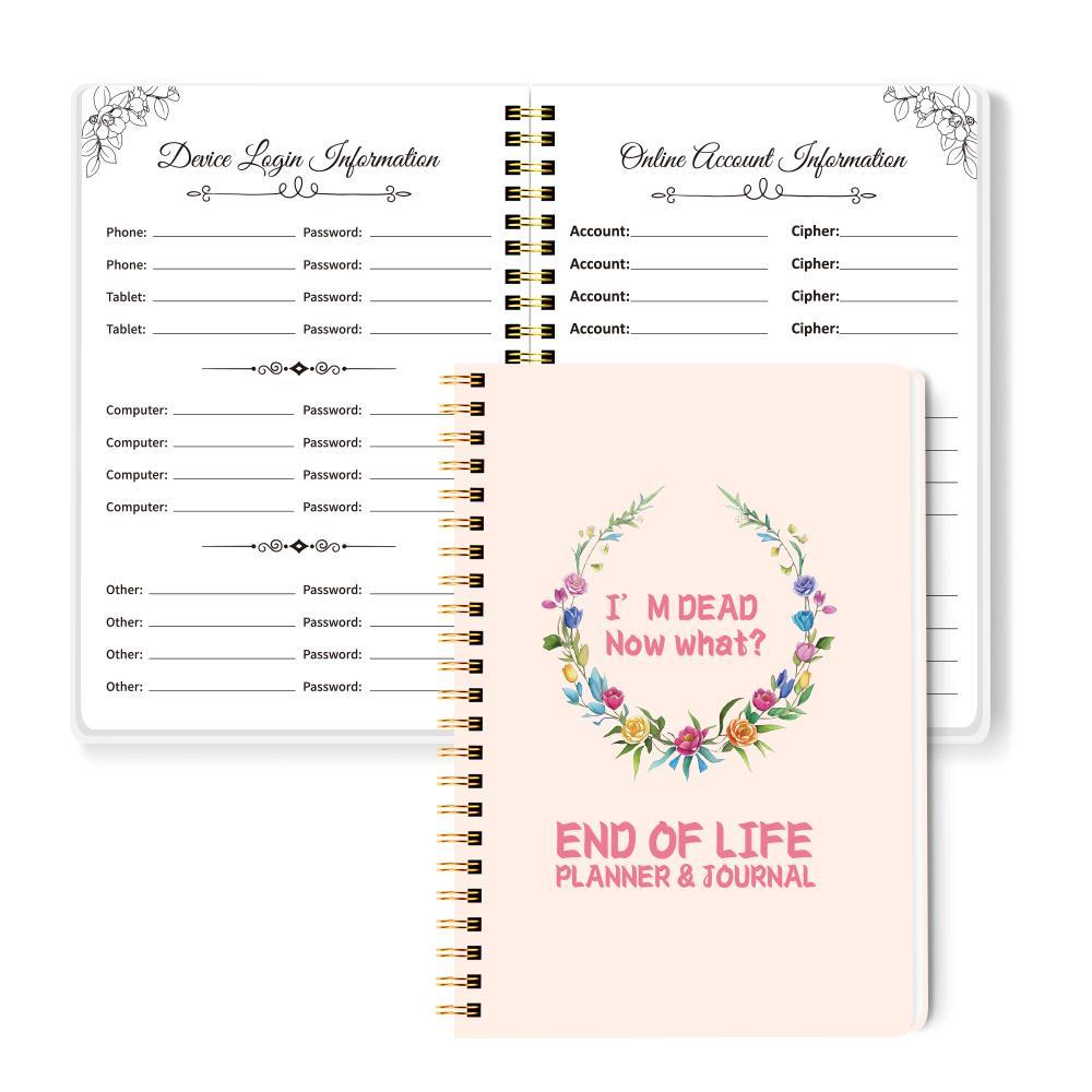 Floral Pattern End-of-life Planning & Journal Notebook, 1 Count Essential Personal Planning Notebook with Emergency Contacts, Care Plan