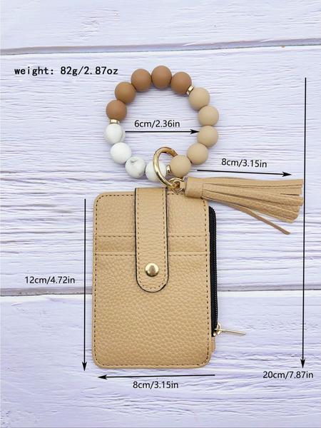1pcs minimalist style, featuring marble-patterned silicone beads handcrafted into a western cowboy bag, wrist keychain, women's wallet card holder, bracelet key ring, Keychain Wristlet, perfect gift for friends or mothers