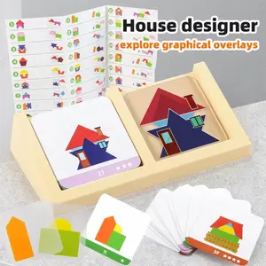 Transparent Geometric Puzzle House Designer Board Game, Early Education Cognitive Training Toy, Quiet Home Classroom Teaching Aid