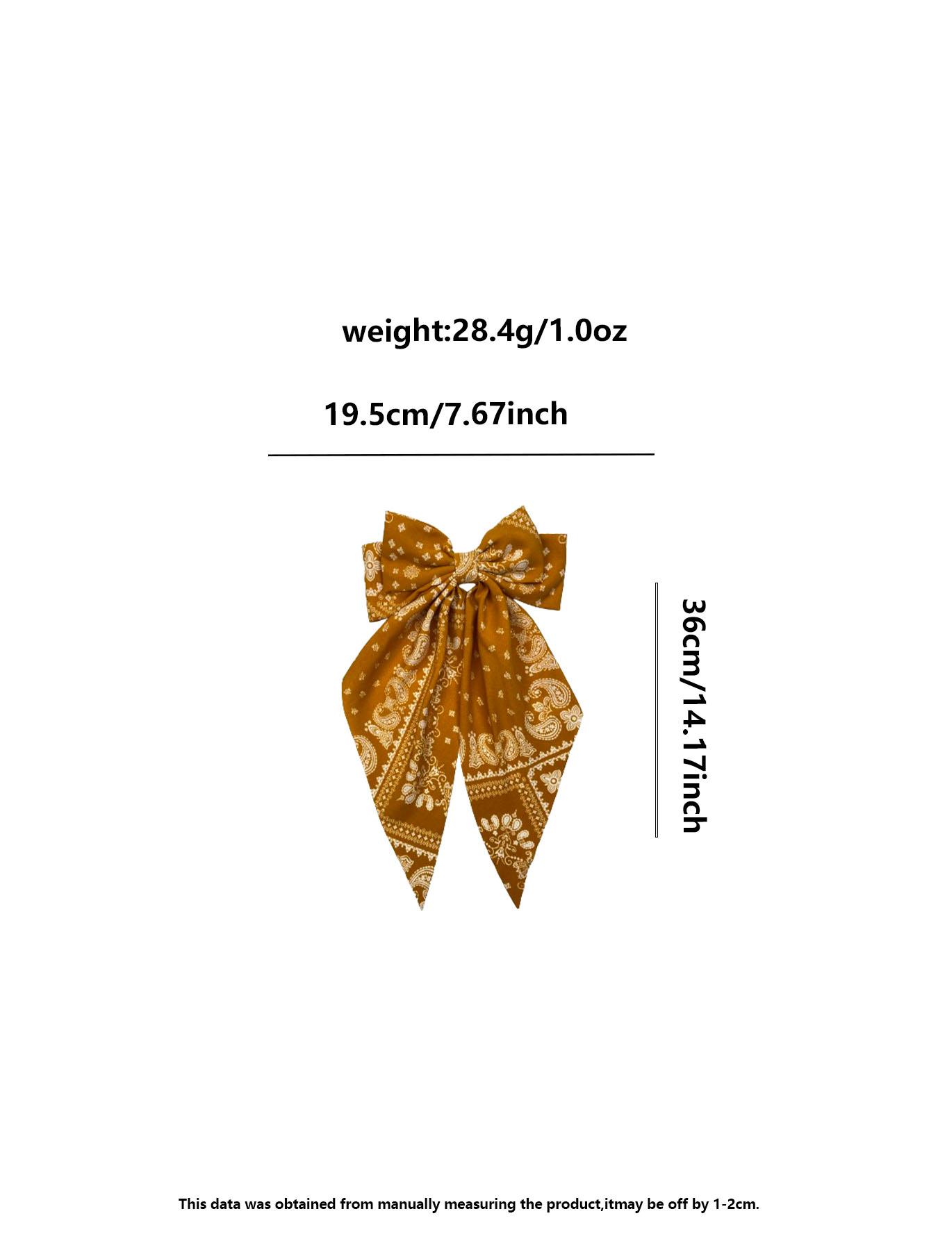 Paisley Print Bow Decor Hair Clip, Casual Versatile Hair Accessories for Women, Minimalist Headwear Suitable for Thick Hair