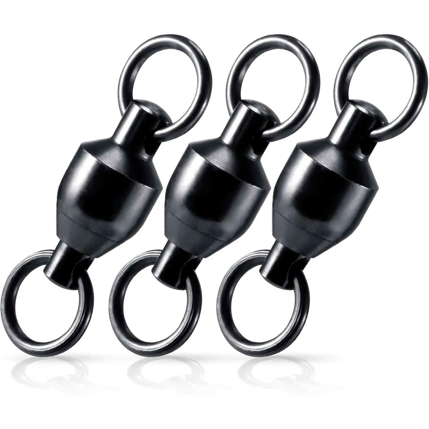 30-Pack Fishing Swivels Ball Bearing Swivels Fishing Tackle, High Strength Stainless Steel Solid Welded Rings Barrel Swivel Hook Line Connector with Black Nickel Coating Saltwater Freshwater