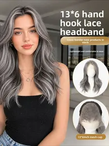 Hand Tied 13x6 Full Lace Wig Free Parting Middle Long Temperament Wig Large Lace Area Chemical Fiber Full Lace Wig Cap Natural Looking For Daily Use
