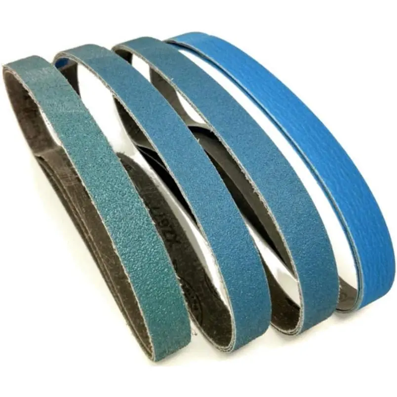 3/8 Inch x 13 Inch Zirconia Sanding Belts, 4 Each of 40/60/80/120  Grits, Belt Sander Tool for Woodworking, Metal Polishing (16 Pack)
