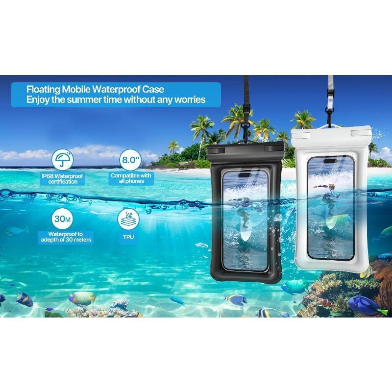 2 Pack Waterproof Phone Pouch with Lanyard, IPX8 Certified Floating Dry Bag, Clear Waterproof Phone Case for iPhone 15 Pro Max Plus, Galaxy S22 S23 Up to 7", Ideal for Beach, Swimming, Diving, Cruise & Outdoor Travel