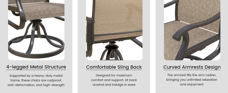 Amopatio Modern Patio Swivel Chairs Sets, Outdoor Dining Chairs with Back, All-Weather Swivel Rocker Chair for Poolside/Garden/Porch/Deck