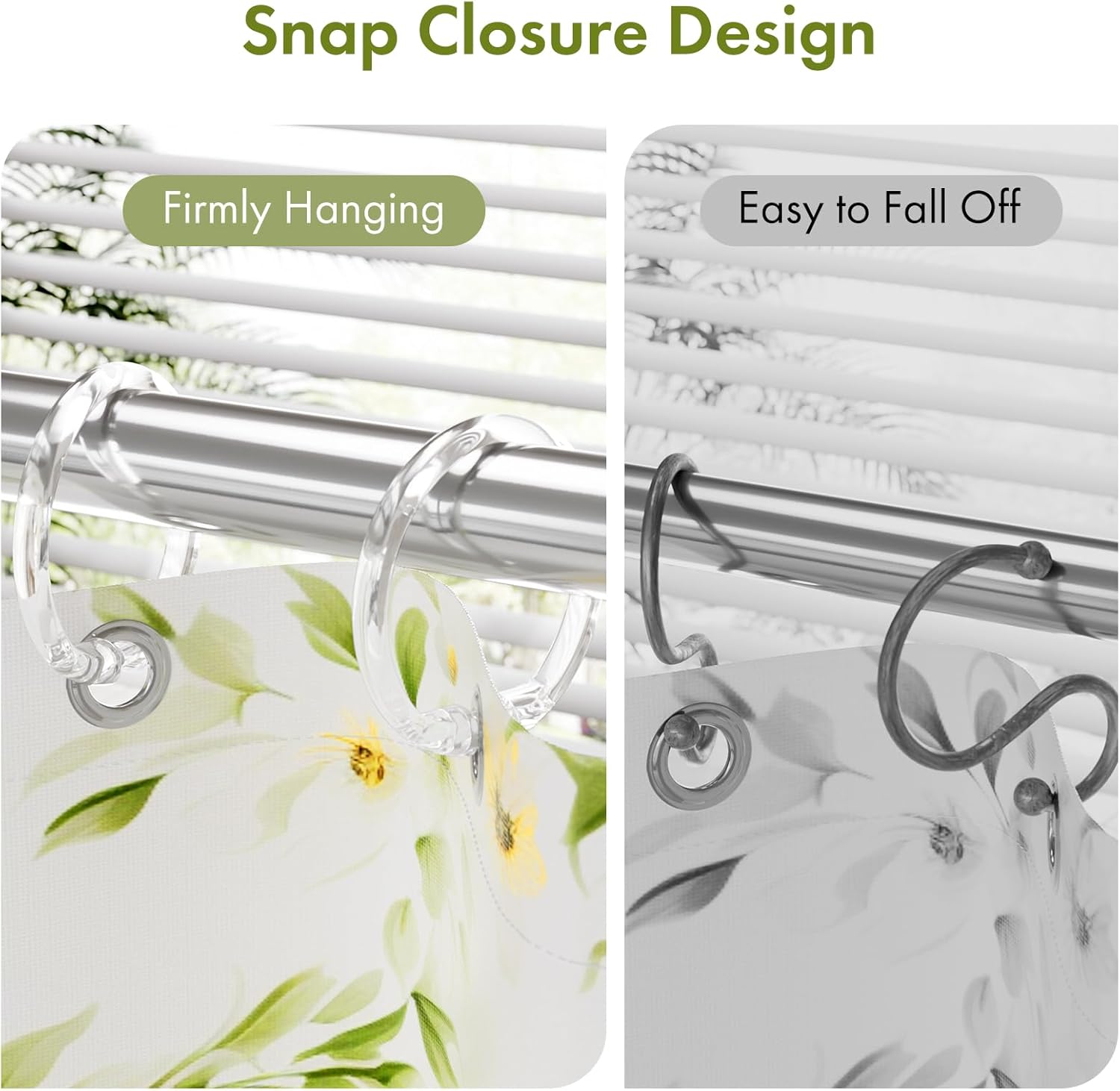 Plastic Shower Curtain Rings, 24 Pcs Shower Curtain Hooks, O Shape Clear Shower Curtain Hooks Rings, Easy to Snap Closure, Shower Hooks for Shower Curtain 2026 new