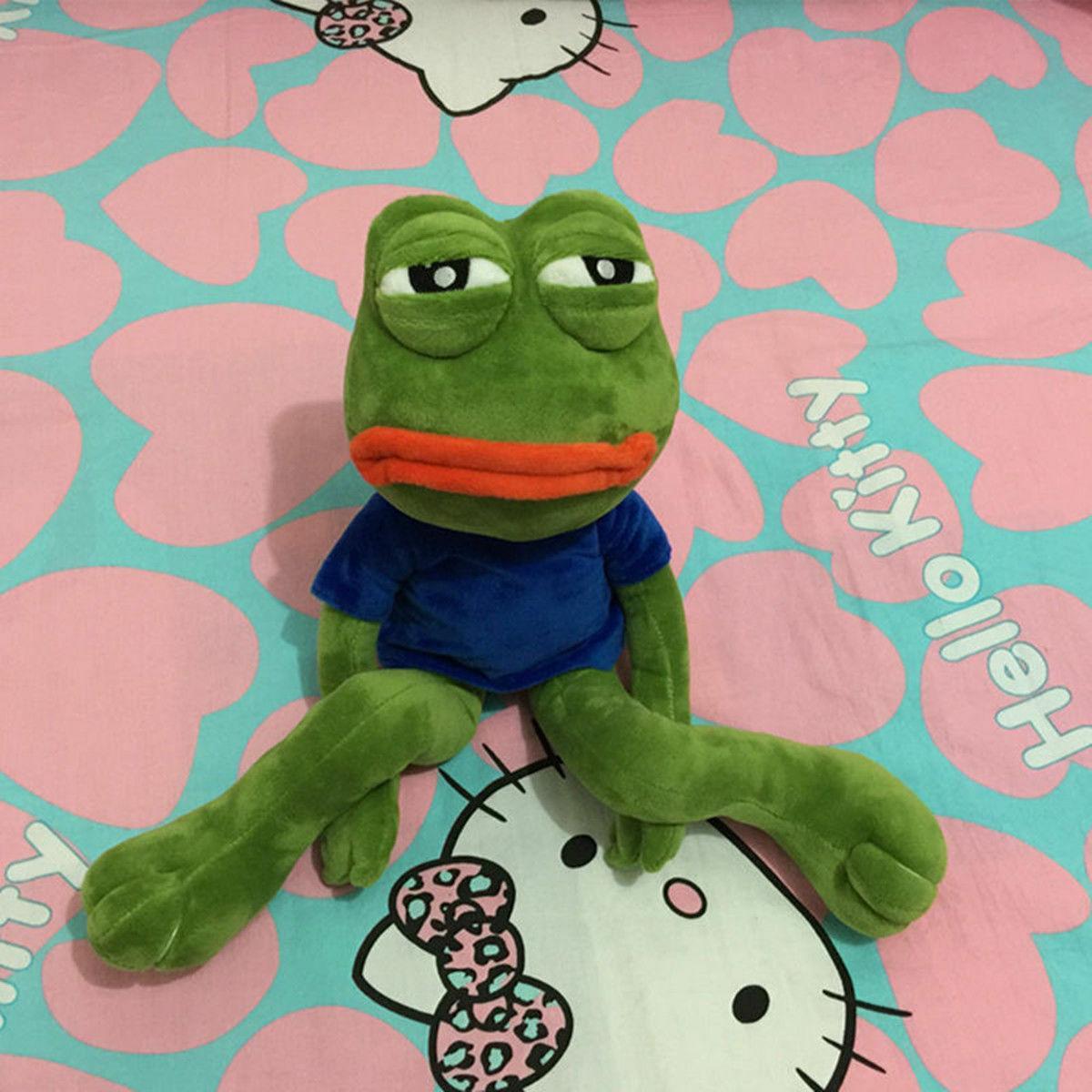 Pepe the Frog Plush Toy, Soft Sad Frog Meme Stuffed Doll, Cute Internet Sensation Plushie Gift for Meme Lovers & Kids