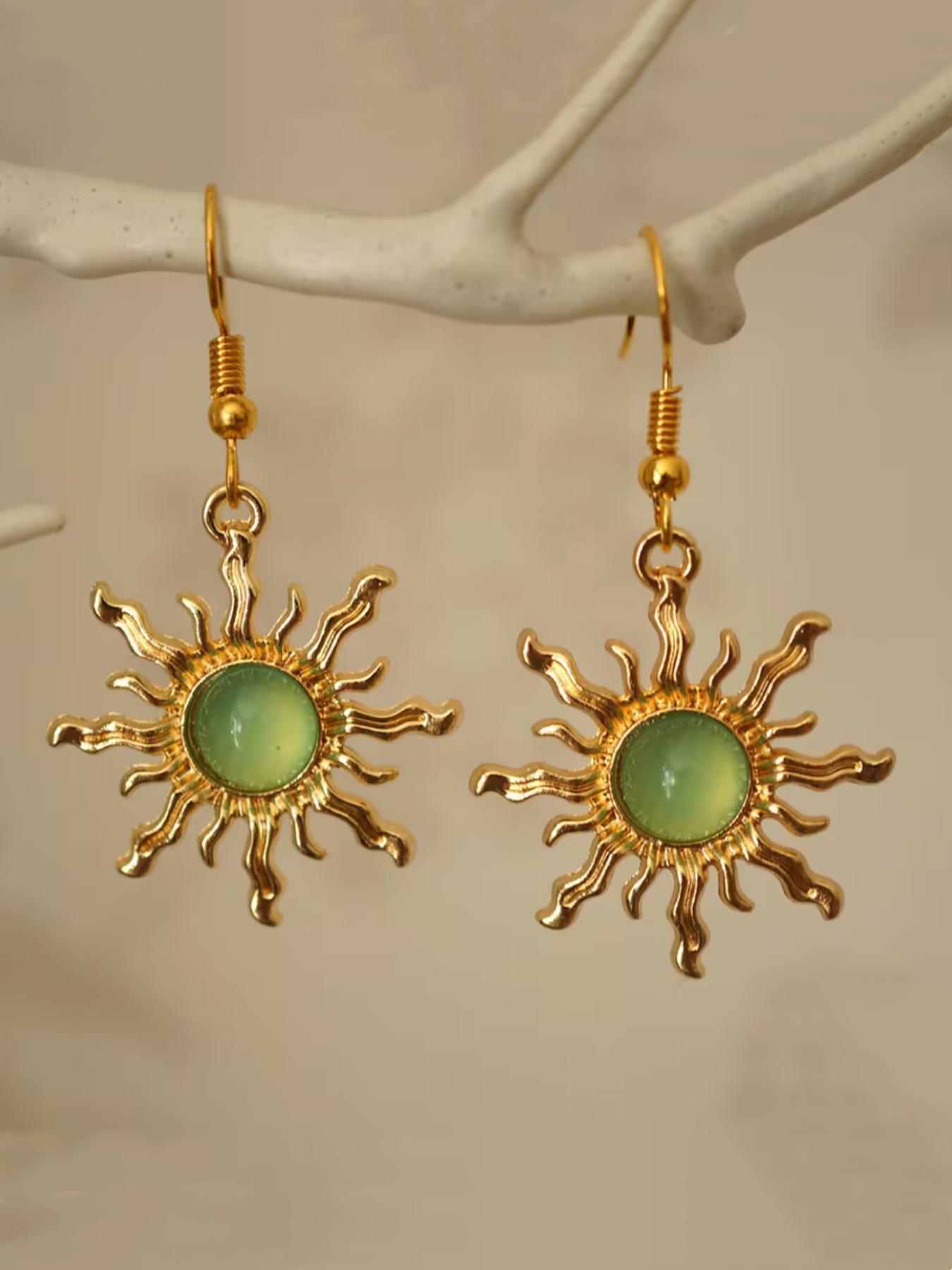 Sun Design Dangle Earrings, Statement Earrings, Fashionable Jewelry for Women, Trendy All-match & Exquisite Jewelry for Birthday Gift