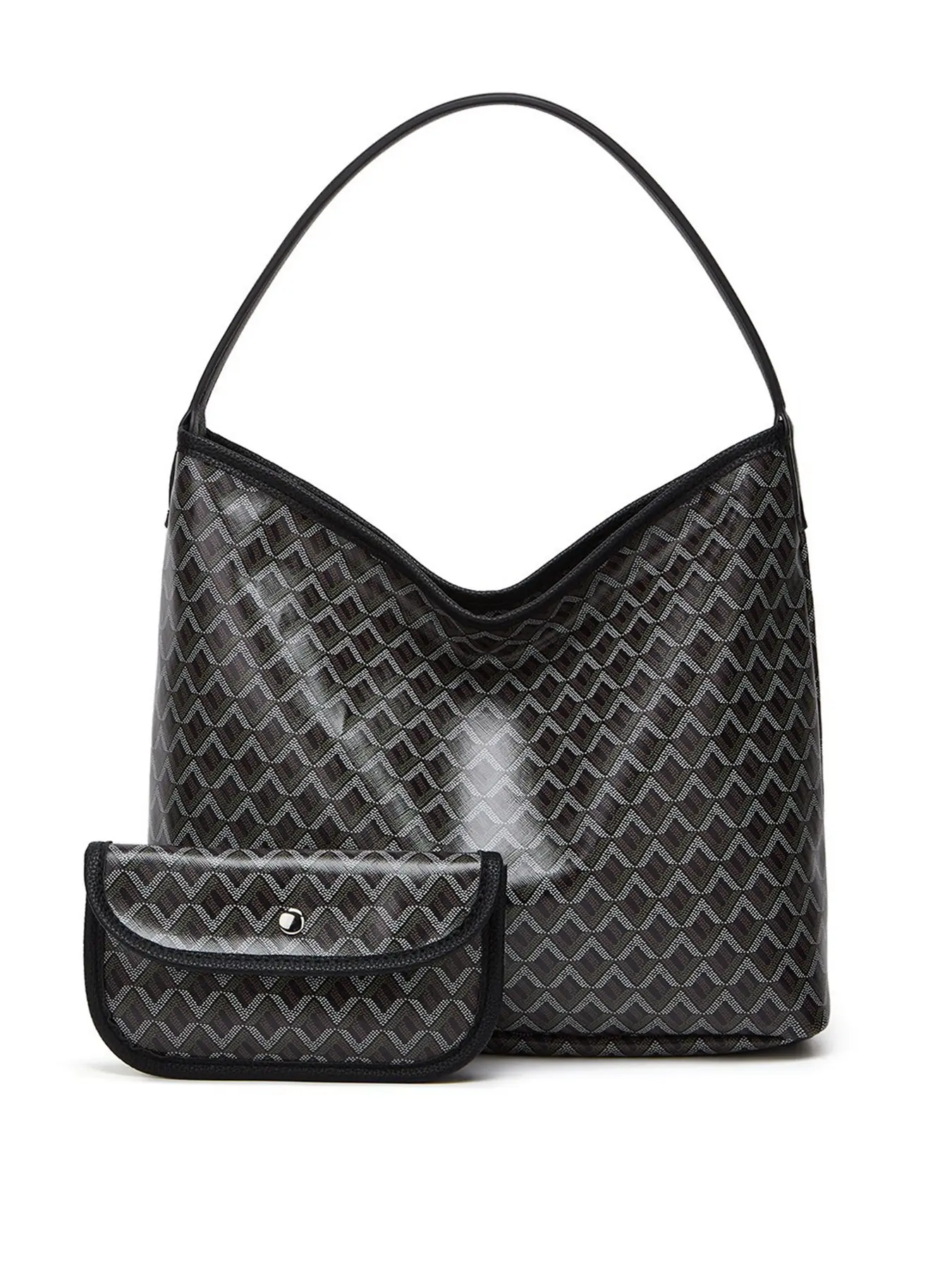 Wavy Pattern Women's Tote Bag, Underarm Bucket Bag, Fashion Shoulder Bag, Printed Leather Weekend Bag, Shopping Bag, Handbag