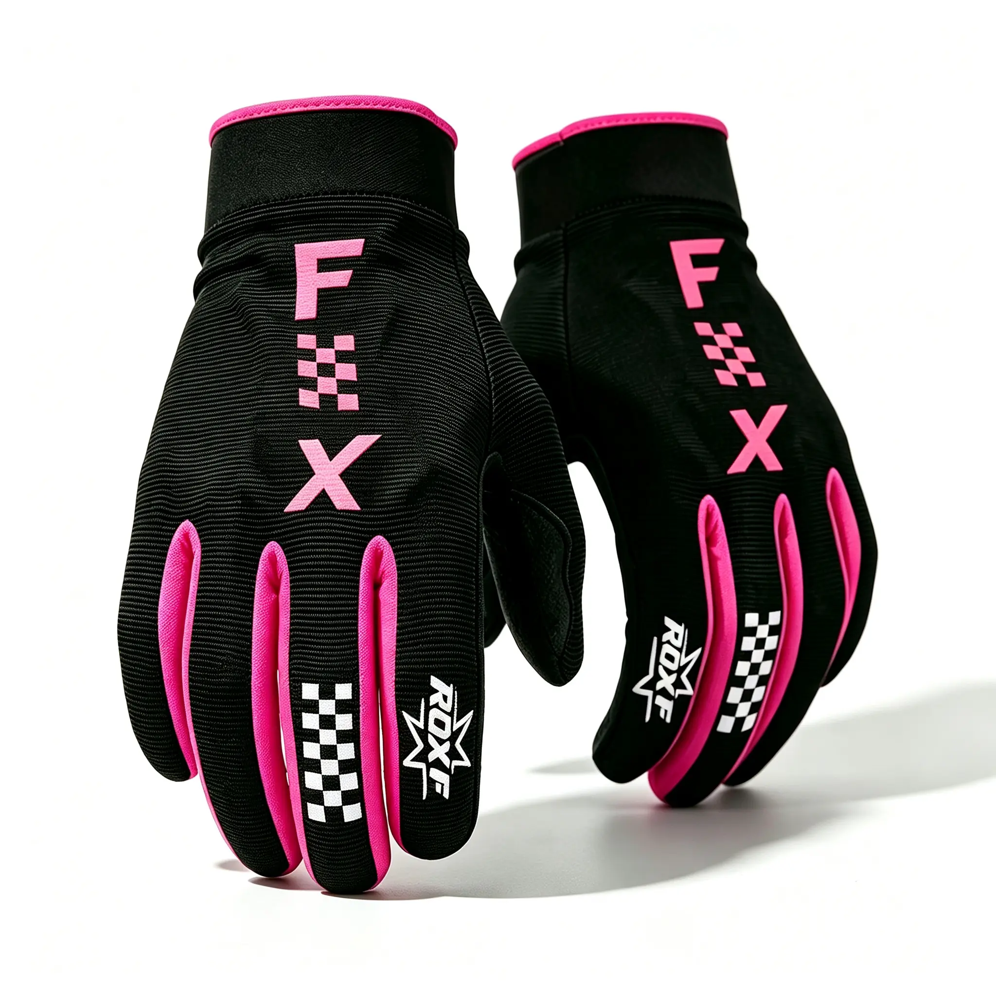 Men Women Off Road Sports Riding Gloves Graphic Checkerboard Design Adjustable Wrist Magic Tape Soft Breathable Microfiber Finger Anti Slip Palm Grip Fit Motorbike MTB ATV BMX Race Climb Hike Workout Multi Scenario Cycling Gloves