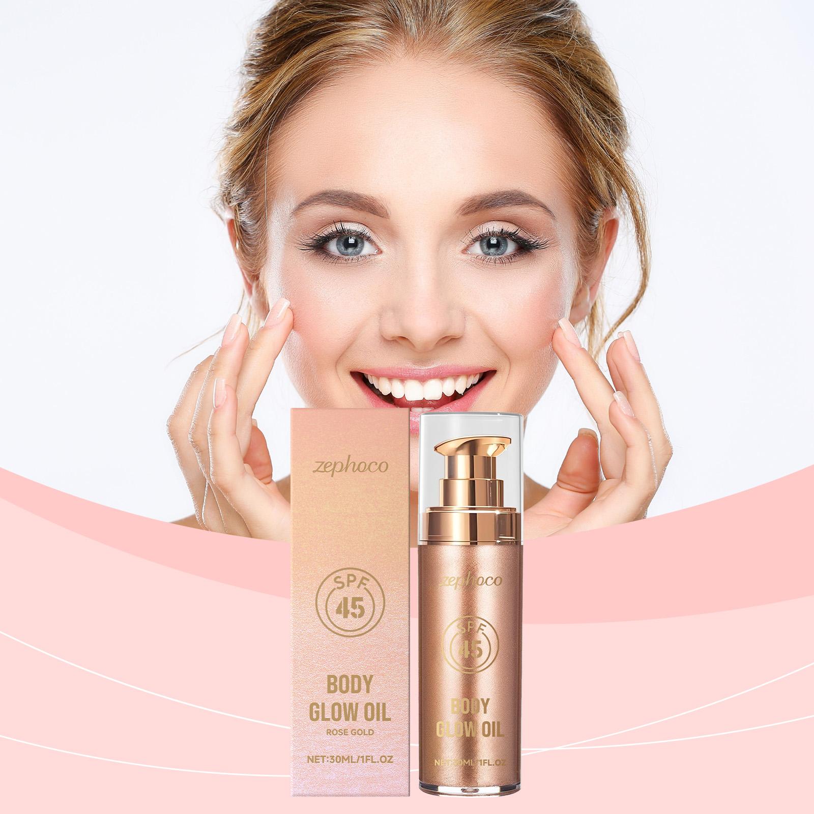 zephoco Rose Gold Coconut Protective Shimmer Body Oil Summer Protective Moisturizing Glossy Non-Sticky Body Oil