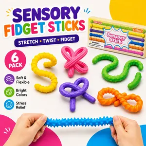 Quiet Sensory Stick Fidget Toys Textured Smooth Tube Classroom Fidgets Calming Anti Anxiety Relief Toy Teacher Must Haves ADHD Autism Focus Tool Occupational Therapy Kids Adults Desk Essentials Travel Car Road Trip Summer Novelty Aesthetic Gift