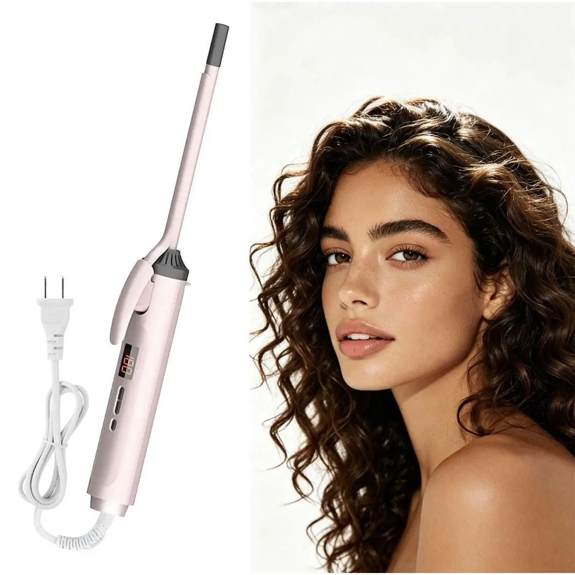 Hair Curling Iron,9mm Tiny Curling Wand for Home & Salon Use,Portable Hair Styling Tool for Women & Girls,for Short & Long Hair