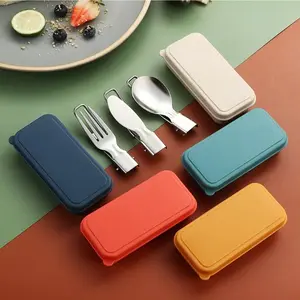 3-Piece Portable Outdoor Cutlery Set, Stainless Steel Spoon Fork Knife Travel Utensils for Camping and Picnics, Foldable and Lightweight Dining Set